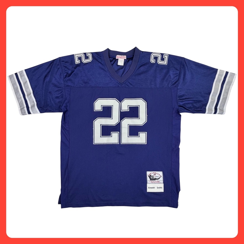Mitchell Ness Emmitt Smith Jersey Men XL Blue Mesh Throwback Dallas Cowboys 22